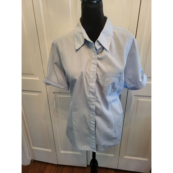 Blue Button Up Shirt Basic Editions XL Cuff Preppy Old Money Classic Coastal - Picture 1 of 6